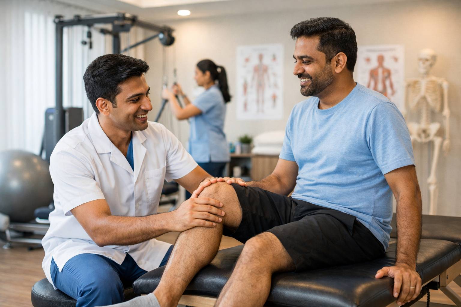 Indian patient receiving physiotherapy